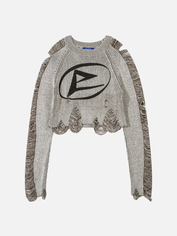 Washed Distressed Fringe Sweater sold by Aelfric Eden