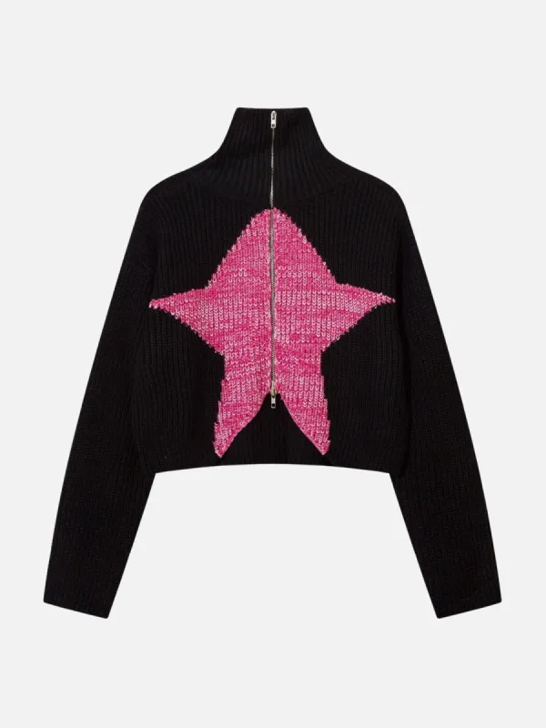 Choker Knitting Star Jacquard Cardigan sold by Aelfric Eden