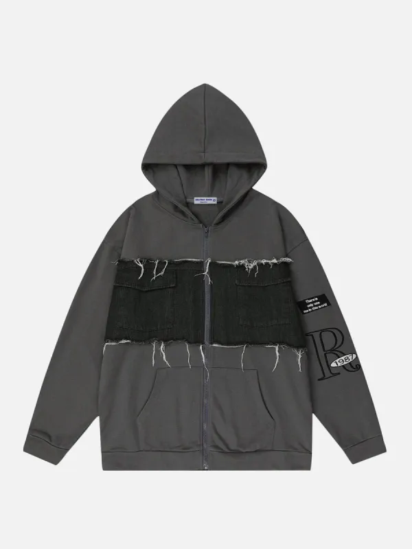 Aelfric Eden Fringe Patchwork Embroidery Hoodie sold by Aelfric Eden