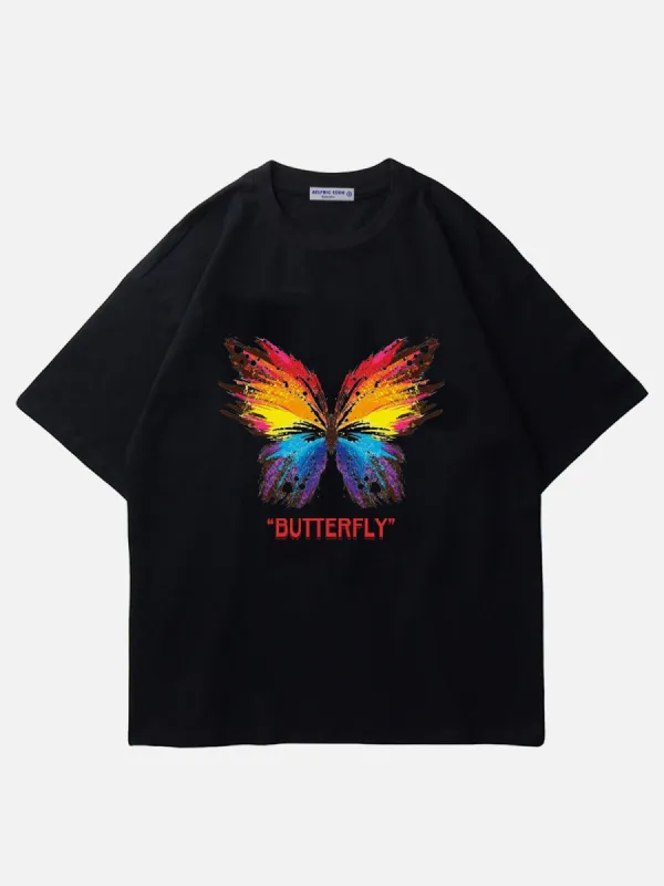 Tシャツ・カットソー Aelfric Eden Irregular Butterfly Print Washed Tee Aelfric Eden Irregular Butterfly Graphic Tee – Aelfric eden