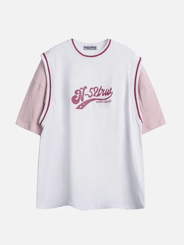 Aelfric Eden Vest Patchwork Letter Print Tee sold by Aelfric Eden