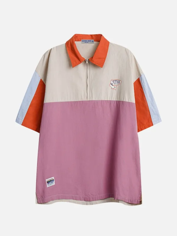 Aelfric Eden Multi-colour Patchwork Polo Collar Tee sold by Aelfric Eden