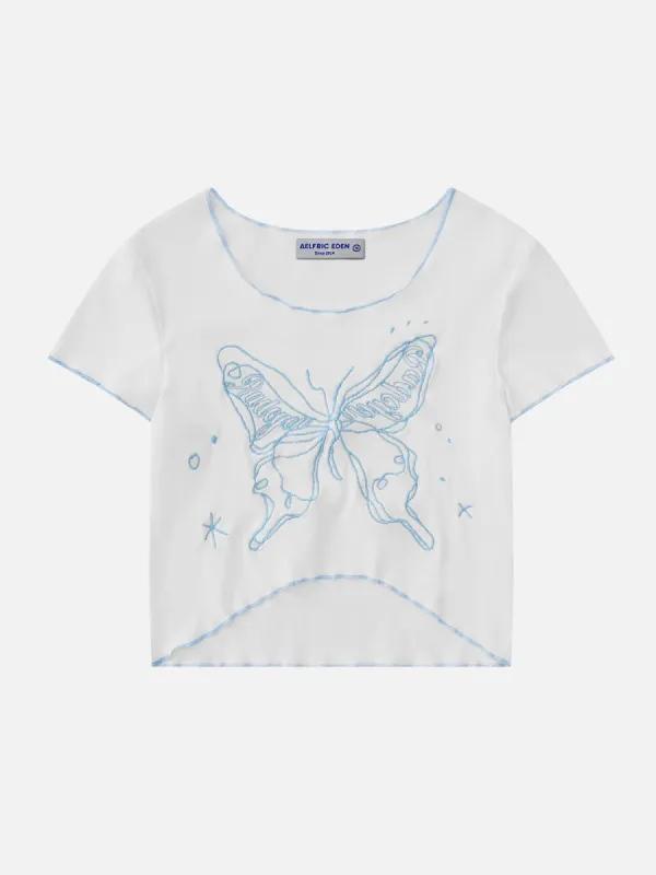 Butterfly Embroidery Tee sold by Aelfric Eden