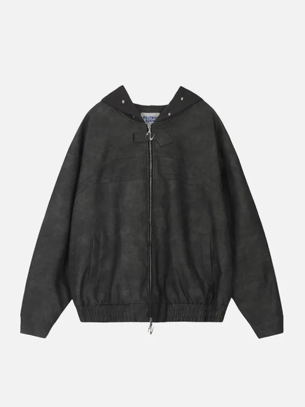 Aelfric Eden Rivet Hood Faux Leather Jacket sold by Aelfric Eden
