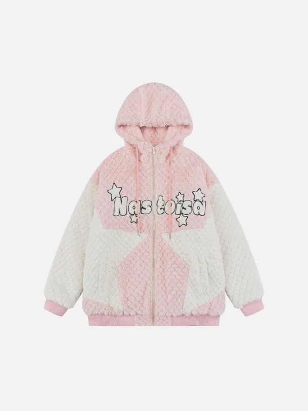 Aelfric Eden Color Blocking Star Hooded Sherpa Jacket sold by Aelfric Eden