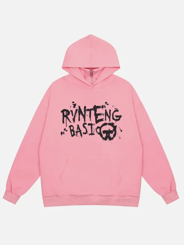 Aelfric Eden Letter Graffiti Half Zip Hoodie sold by Aelfric Eden