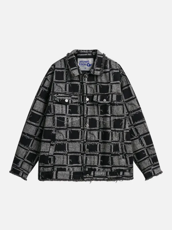 Aelfric Eden Fringe Plaid Denim Jacket sold by Aelfric Eden