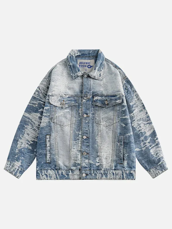Aelfric Eden Vintage Jacquard Washed Denim Jacket sold by Aelfric Eden