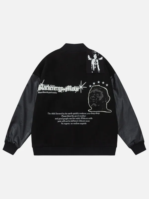 Aelfric Eden Patchwork Leather Sleeve Varsity Jacket sold by Aelfric Eden