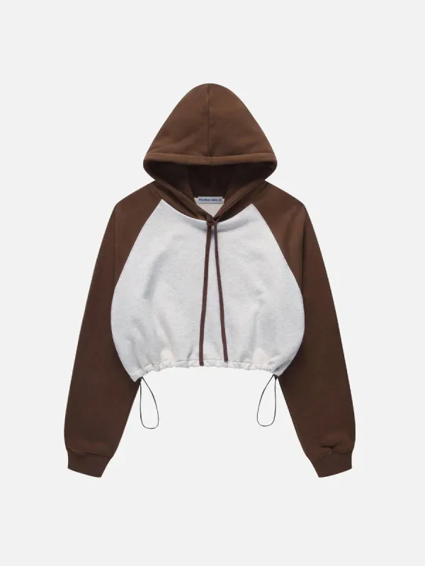 Color Blocking Drawstring Hoodie sold by Aelfric Eden