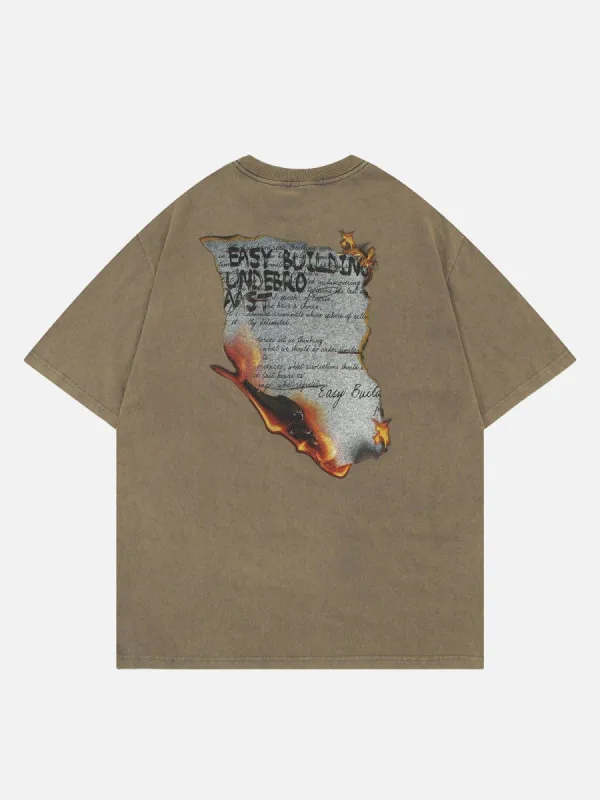 Aelfric Eden Burning Letters Washed Tee sold by Aelfric Eden