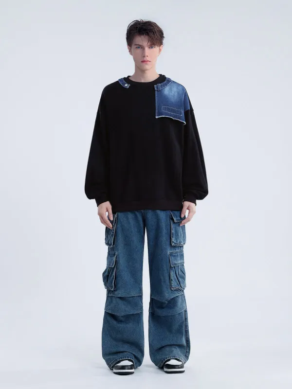 Aelfric Eden Denim Patchwork Sweatshirt sold by Aelfric Eden