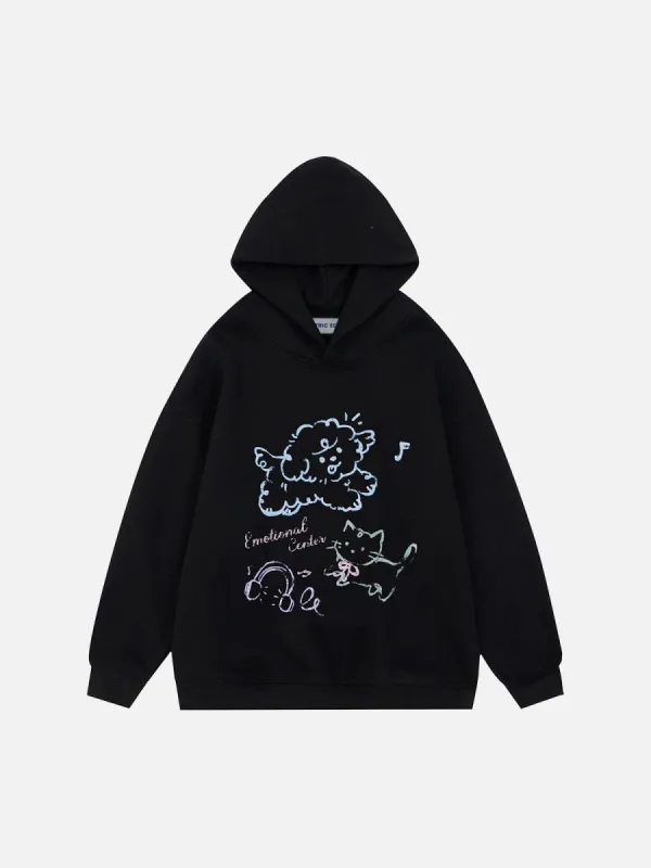 Aelfric Eden Colorful Cartoon Print Hoodie sold by Aelfric Eden