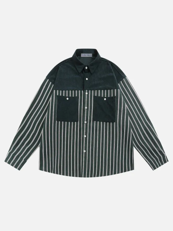 Aelfric Eden Stripe Patchwork Long Sleeve Shirt sold by Aelfric Eden