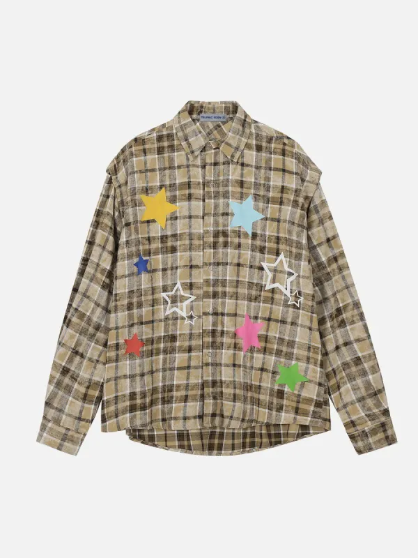 Aelfric Eden Plaid Colorful Star Long Sleeve Shirt made by Aelfric Eden