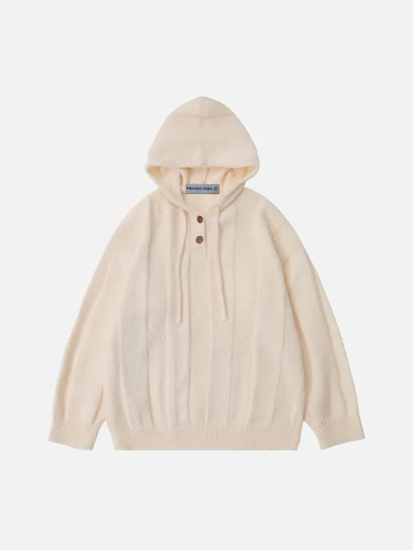 Aelfric Eden Button Solid Knit Hoodie sold by Aelfric Eden