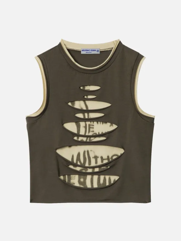 Color Blocking Cutout Tank Top sold by Aelfric Eden