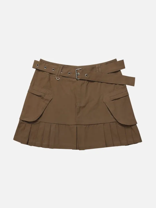 Long Belt Low Waist Denim Skirt sold by Aelfric Eden