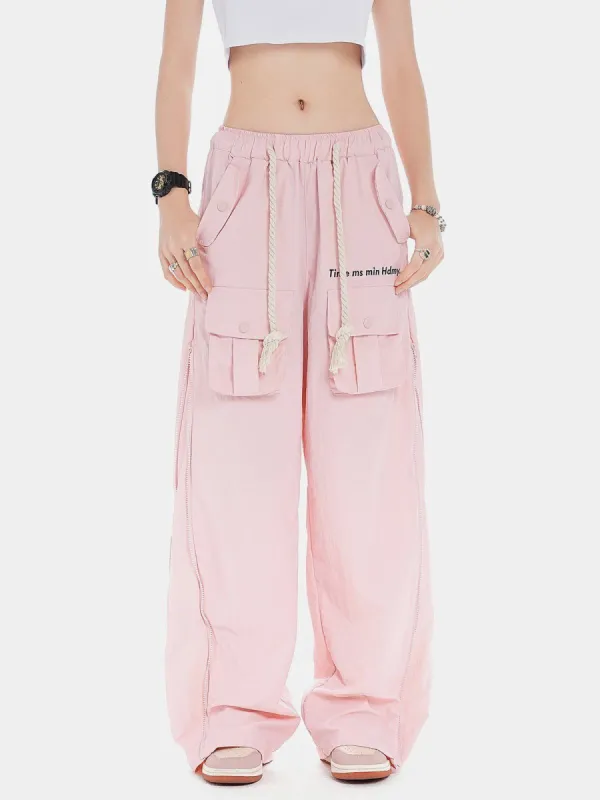 Side ZIP UP Letter Embroidered Cargo Pants sold by Aelfric Eden
