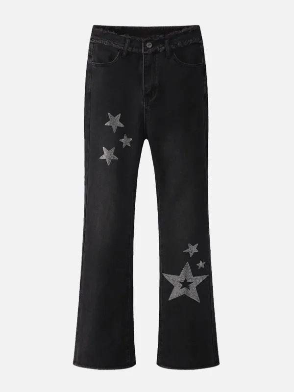 Rhinestone Application Star Fringe Jeans sold by Aelfric Eden