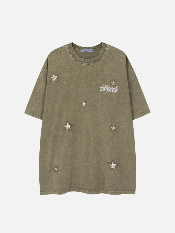 Aelfric Eden Washed Star Embroidery Tee sold by Aelfric Eden
