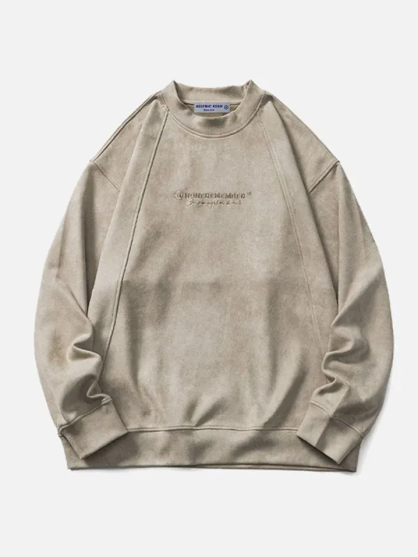 Aelfric Eden Suede Letter Embroidery Sweatshirt sold by Aelfric Eden