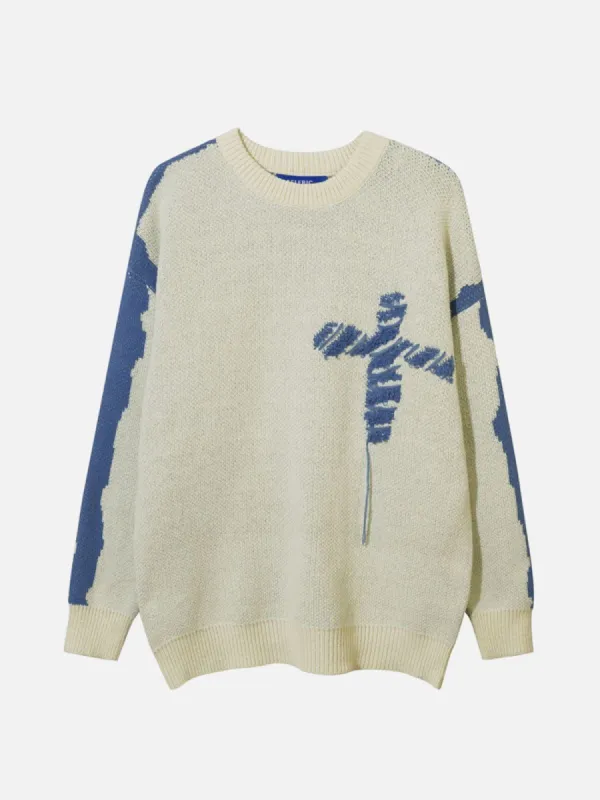 Aelfric Eden Jacquard Crucifix Letter Sweater sold by Aelfric Eden