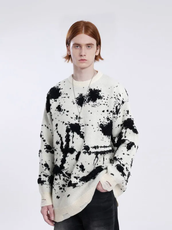 Aelfric Eden Distressed Ink-Splattered Knit Sweater sold by Aelfric Eden