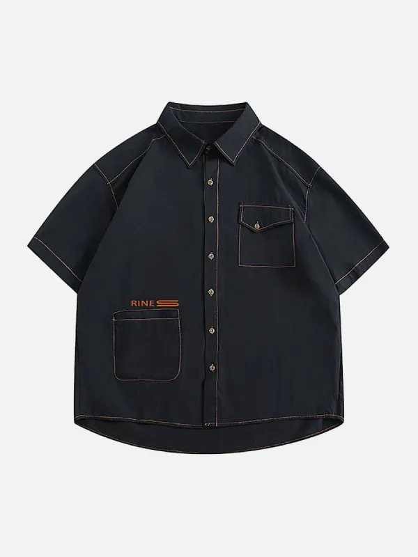 Aelfric Eden Vintage Solid Color Cargo Short Sleeve Shirts sold by Aelfric Eden