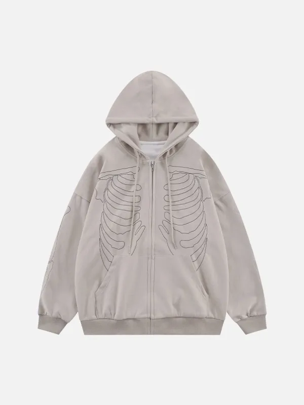 Aelfric Eden Embroidery Skeleton Zip Up Hoodie sold by Aelfric Eden