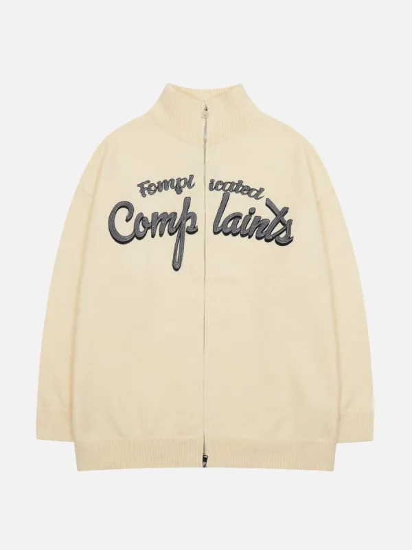 Aelfric Eden Embroidery Letter Zip Up Cardigan sold by Aelfric Eden