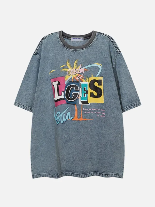 Aelfric Eden Washed Letter Print Tee sold by Aelfric Eden