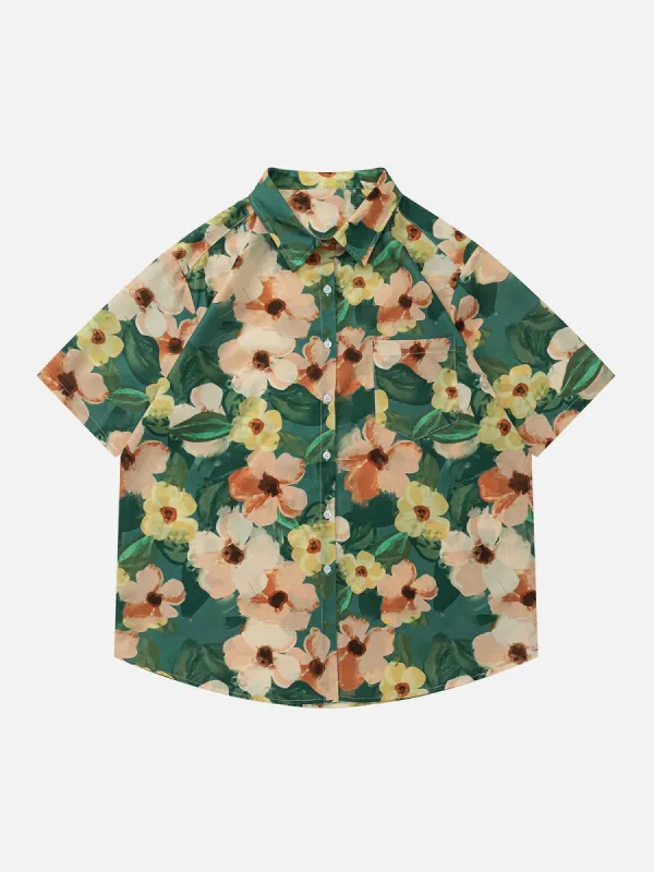 "Flowers  Beauty" Print Short Sleeve Shirts sold by Aelfric Eden
