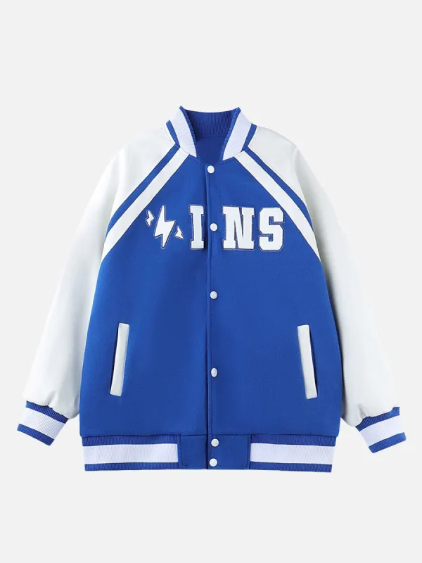 Aelfric Eden Patchwork Color Blocking Varsity Jacket sold by Aelfric Eden