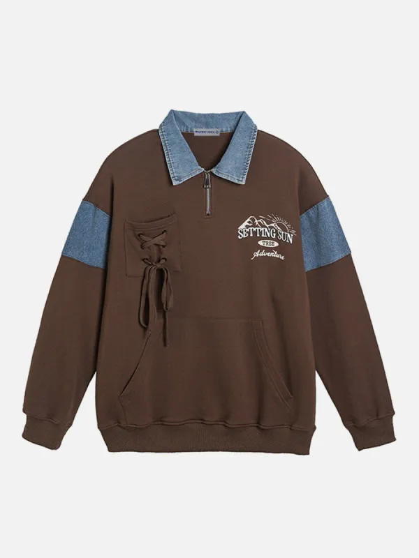 Aelfric Eden Denim Patchwork Polo Sweatshirt sold by Aelfric Eden