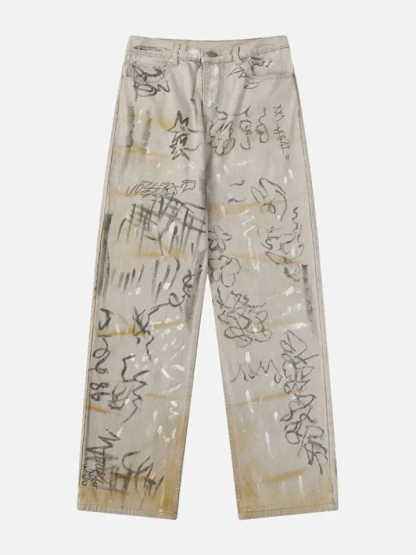Aelfric Eden Graffiti Washed Loose Jeans made by Aelfric Eden
