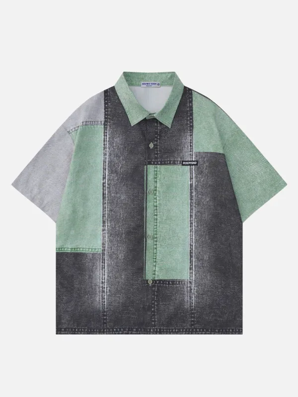 Aelfric Eden Patchwork Washed Short Sleeve Shirts sold by Aelfric Eden