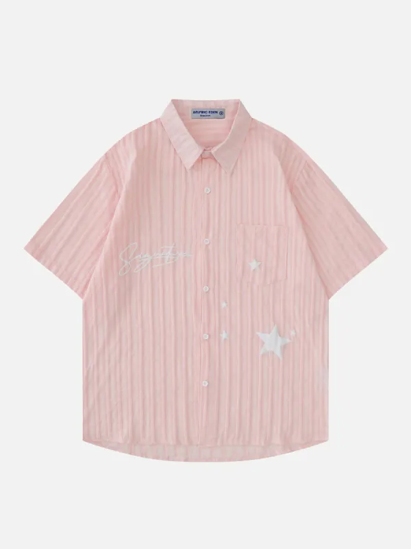 Aelfric Eden Striped Star Print Short Sleeve Shirts sold by Aelfric Eden