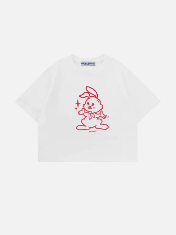 Rabbit Embroidery Tee sold by Aelfric Eden
