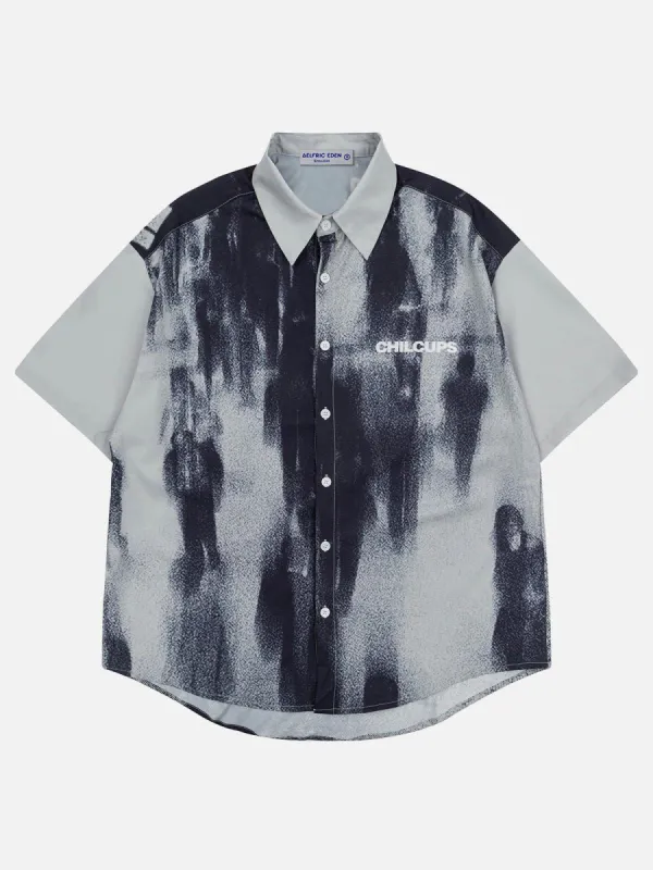 Aelfric Eden Blurry Silhouette Print Short Sleeve Shirts sold by Aelfric Eden