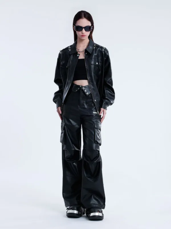Solid Pleated Leather Pants sold by Aelfric Eden
