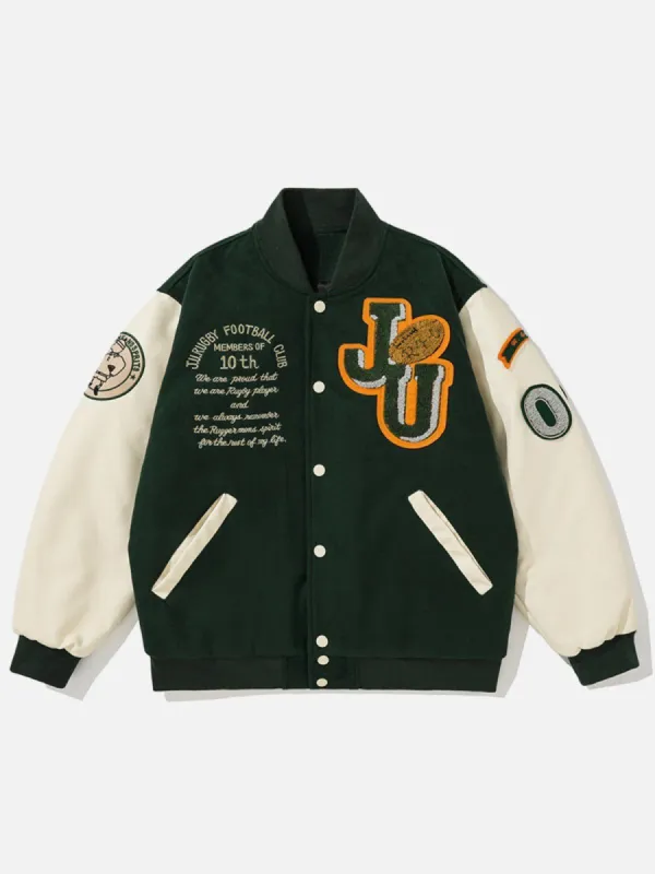 Aelfric Eden Flocked Embroidered Letters Varsity Jacket sold by Aelfric Eden