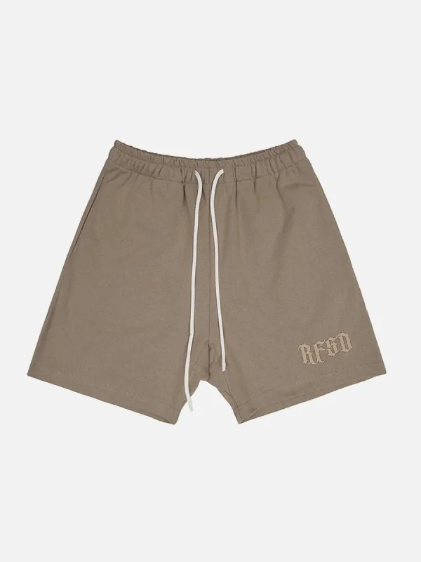 Embroidery Gothic Letter Drawstring Shorts sold by Aelfric Eden