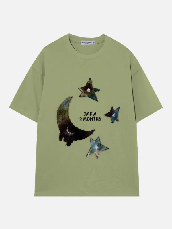 Aelfric Eden Moon&Star Embroidery Tee sold by Aelfric Eden