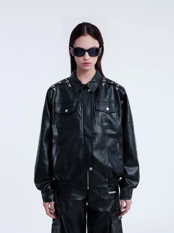 Aelfric Eden Metal Lobster Buckle Patchwork Faux Leather Jacket sold by Aelfric Eden