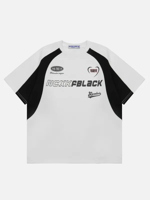 Aelfric Eden Colorblock Letter Print Raglan Tee sold by Aelfric Eden