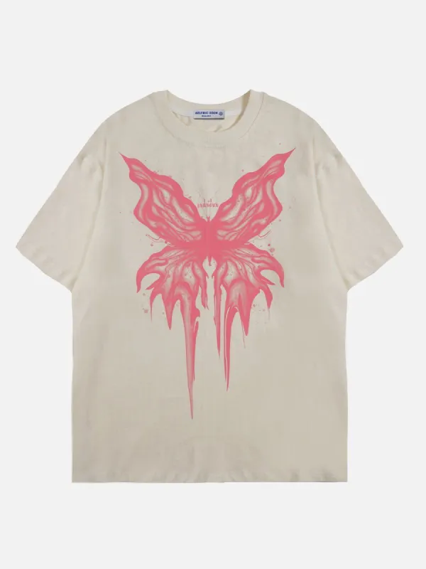 Tシャツ・カットソー Aelfric Eden Irregular Butterfly Print Washed Tee Aelfric Eden Irregular Butterfly Graphic Tee – Aelfric eden