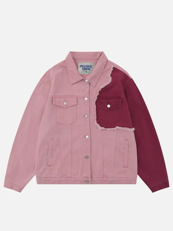 Aelfric Eden Color Blocking Fringe Denim Jacket sold by Aelfric Eden
