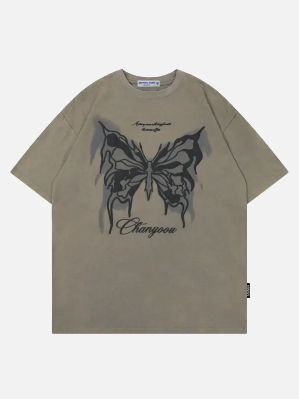 Aelfric Eden Vintage Butterfly Print Washed Tee sold by Aelfric Eden
