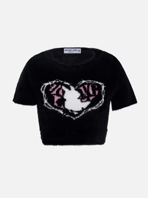 Rabbit Heart Embroidery Tee sold by Aelfric Eden